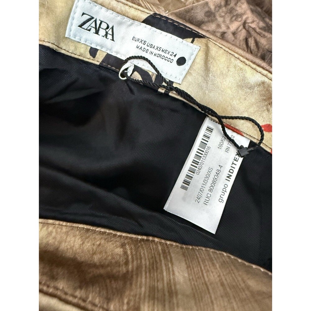 ZARA Abstract Print Satin Pleated A-Line Midi Skirt – Women’s XS – Lined - Picture 7 of 10